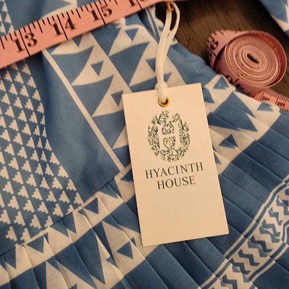 Hyacinth House Blue & White Bell Sleeved Blaine Mini Dress NWT XS - Picture 6 of 12